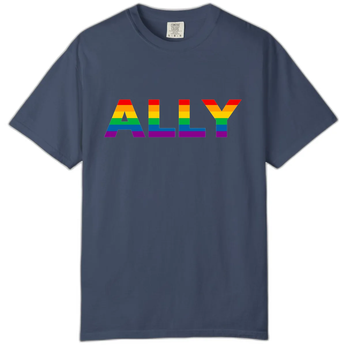 Pride Rainbow Letters ALLY Comfort Color in Midnight