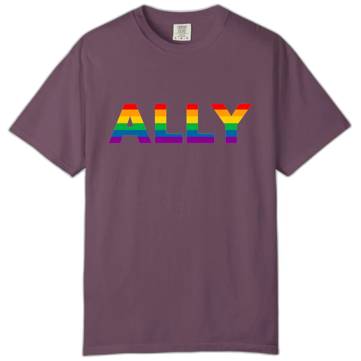 Pride Rainbow Letters ALLY Comfort Color in Berry
