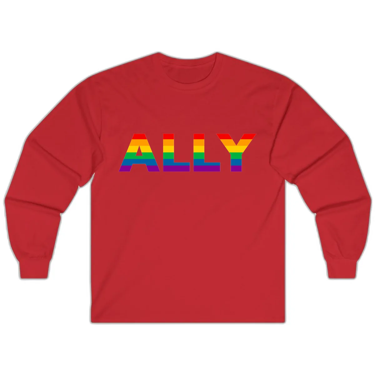 Pride Rainbow Letters ALLY Long Sleeve in Red