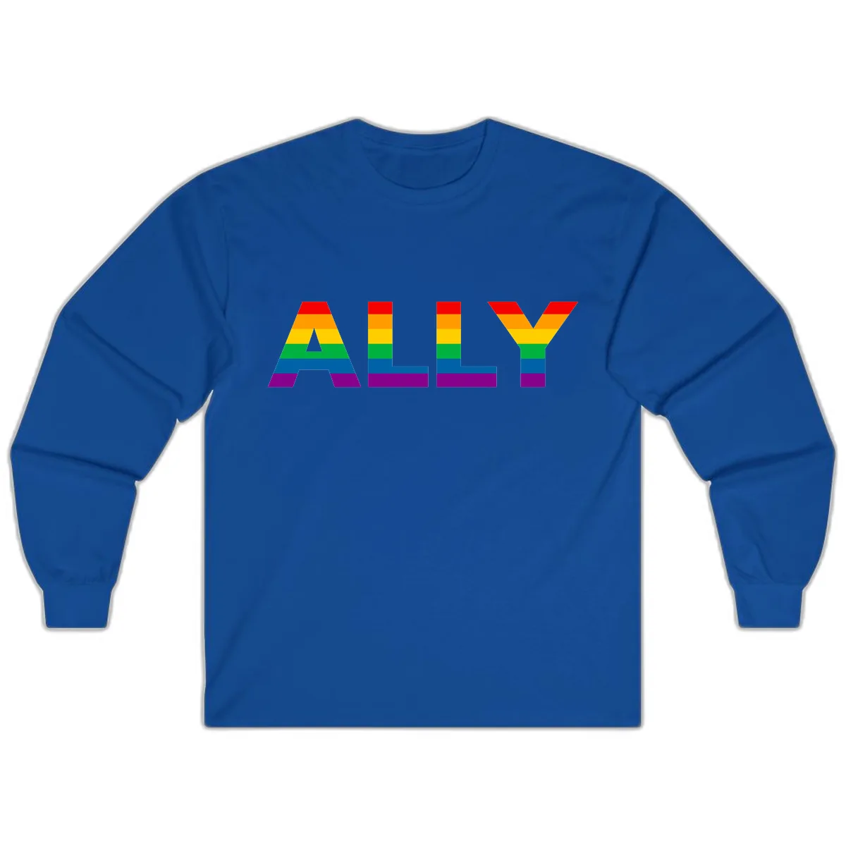 Pride Rainbow Letters ALLY Long Sleeve in Royal