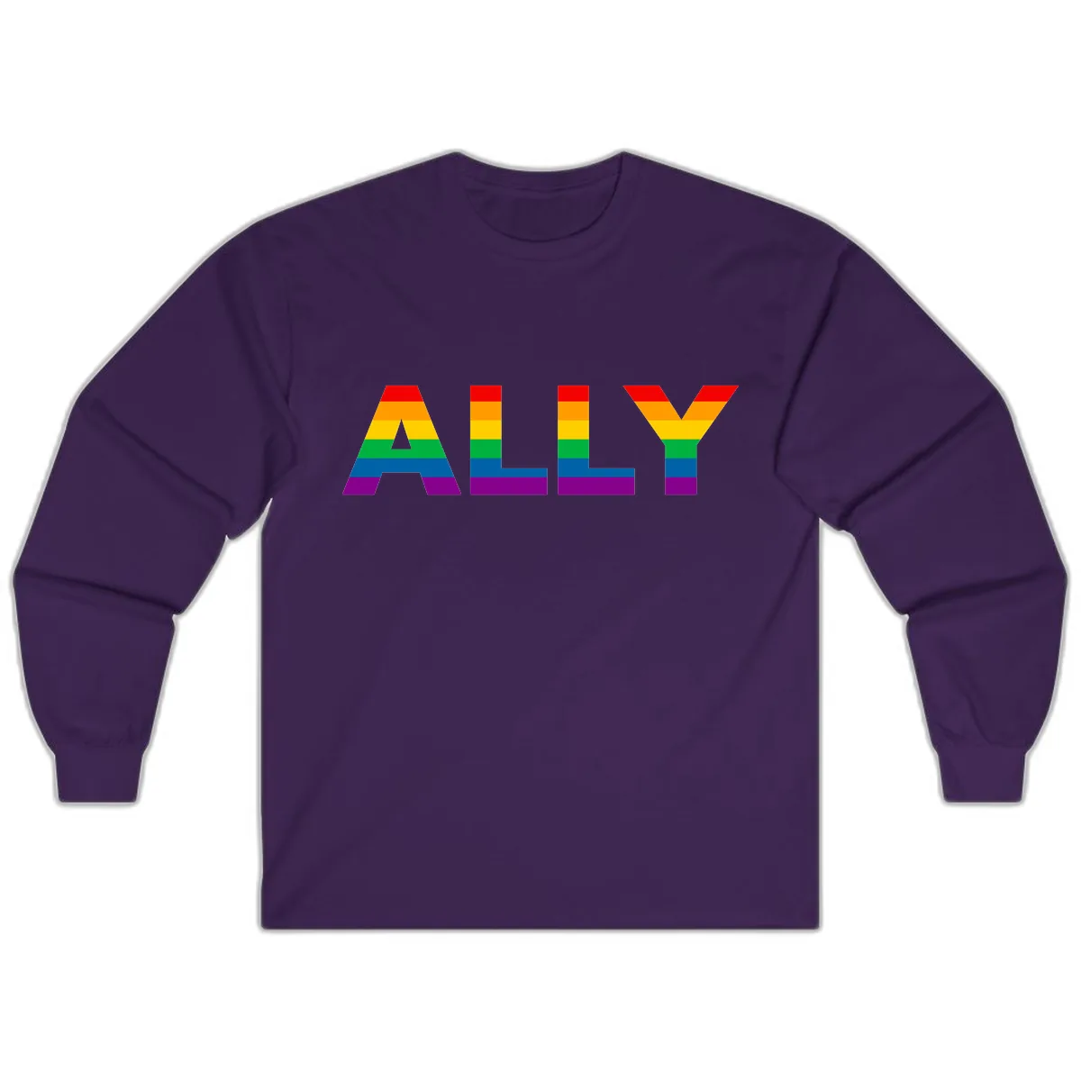 Pride Rainbow Letters ALLY Long Sleeve in Purple