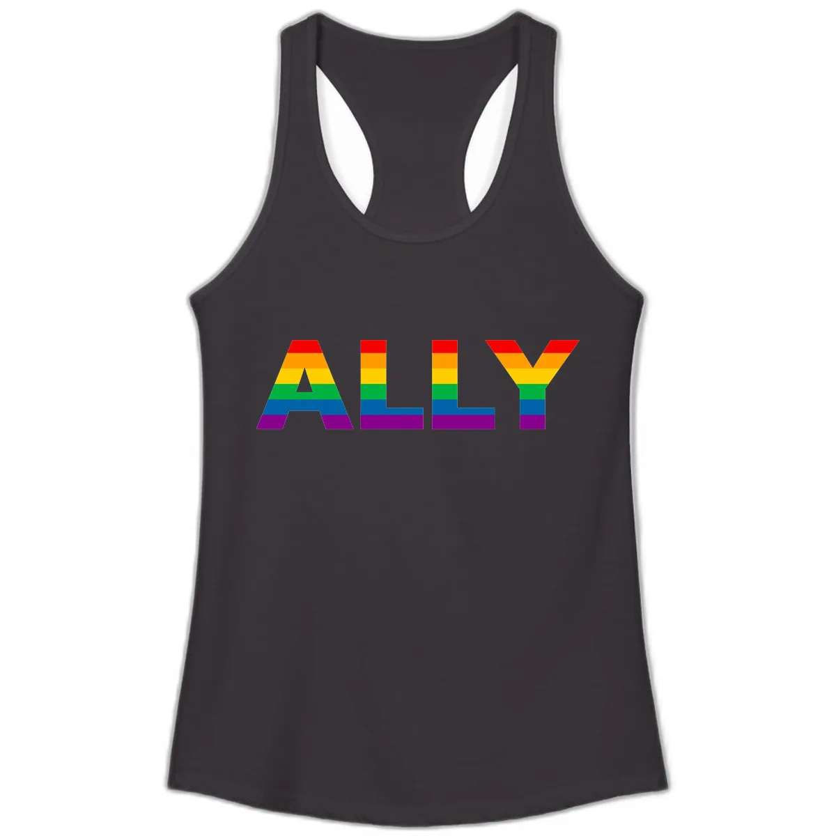 Pride Rainbow Letters ALLY Ladies Tank in Black