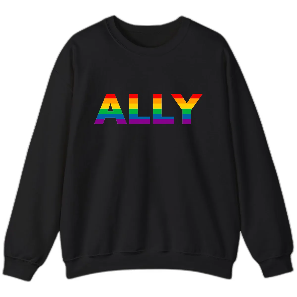 Pride Rainbow Letters ALLY Sweatshirt in Black