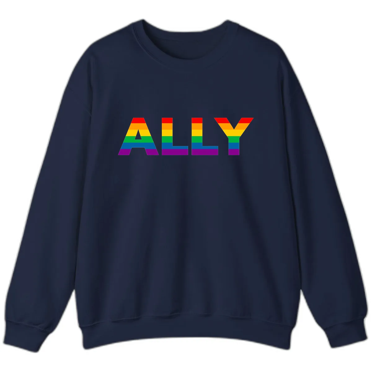 Pride Rainbow Letters ALLY Sweatshirt in Navy
