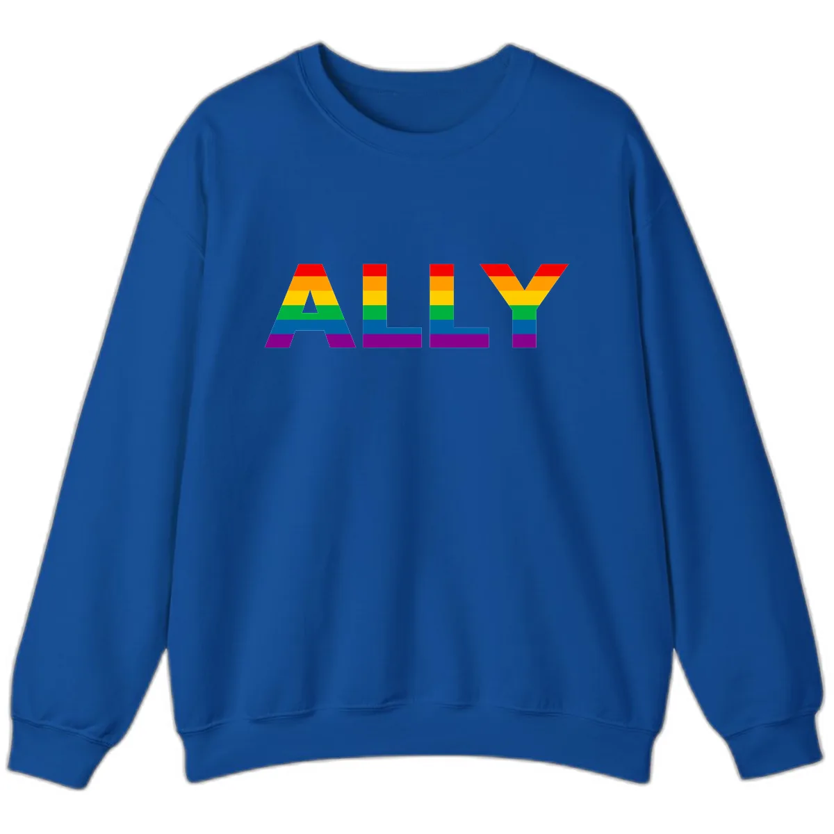 Pride Rainbow Letters ALLY Sweatshirt in Royal