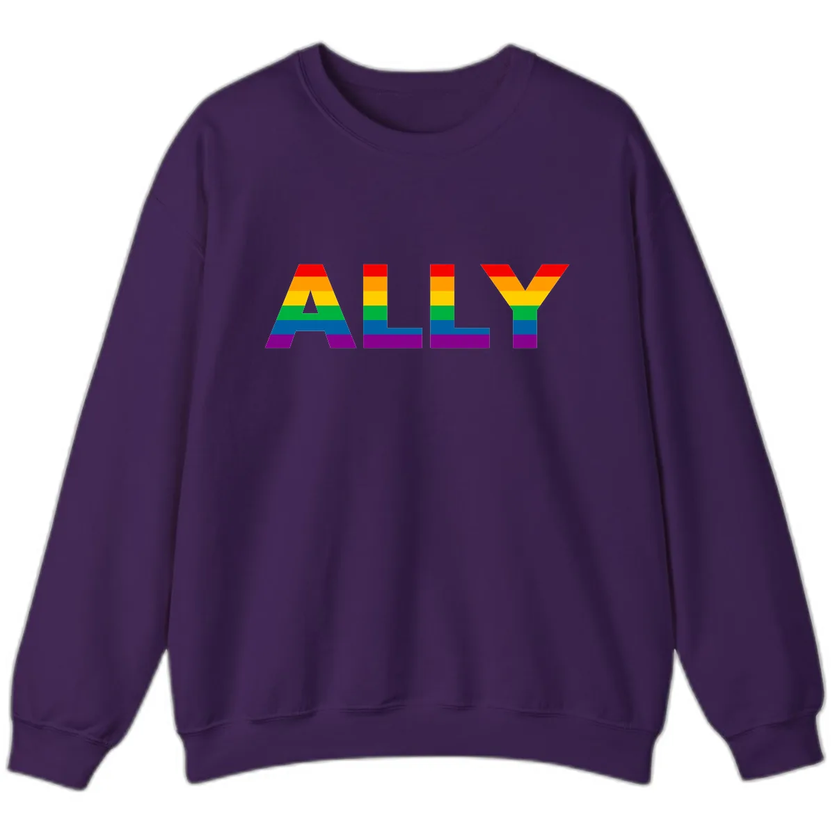 Pride Rainbow Letters ALLY Sweatshirt in Purple