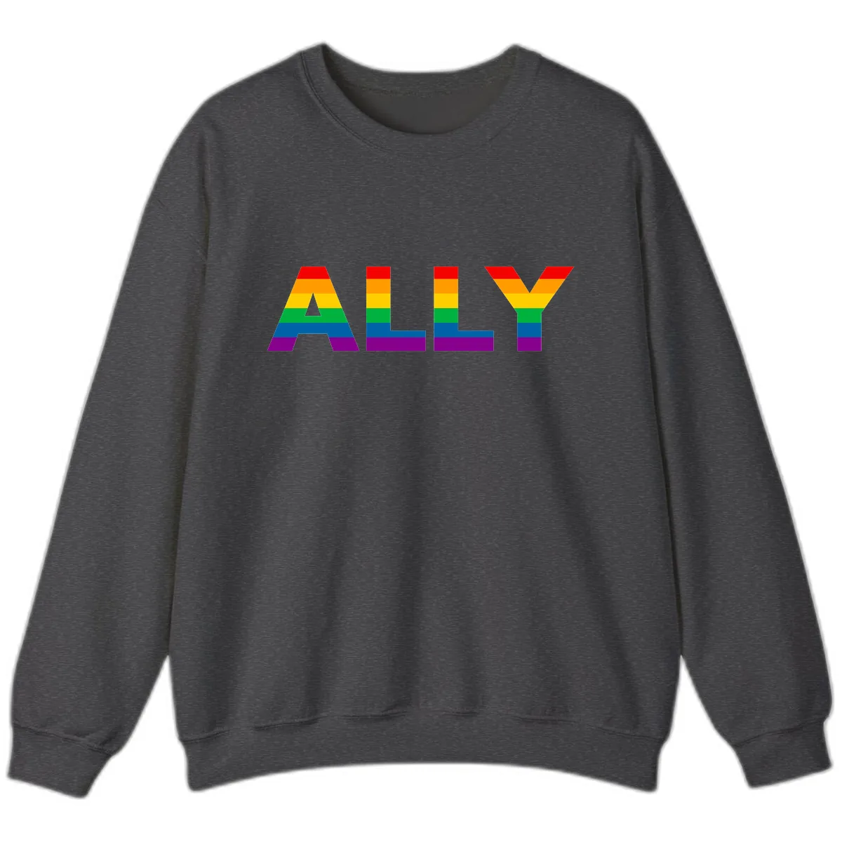 Pride Rainbow Letters ALLY Sweatshirt in Dark Heather