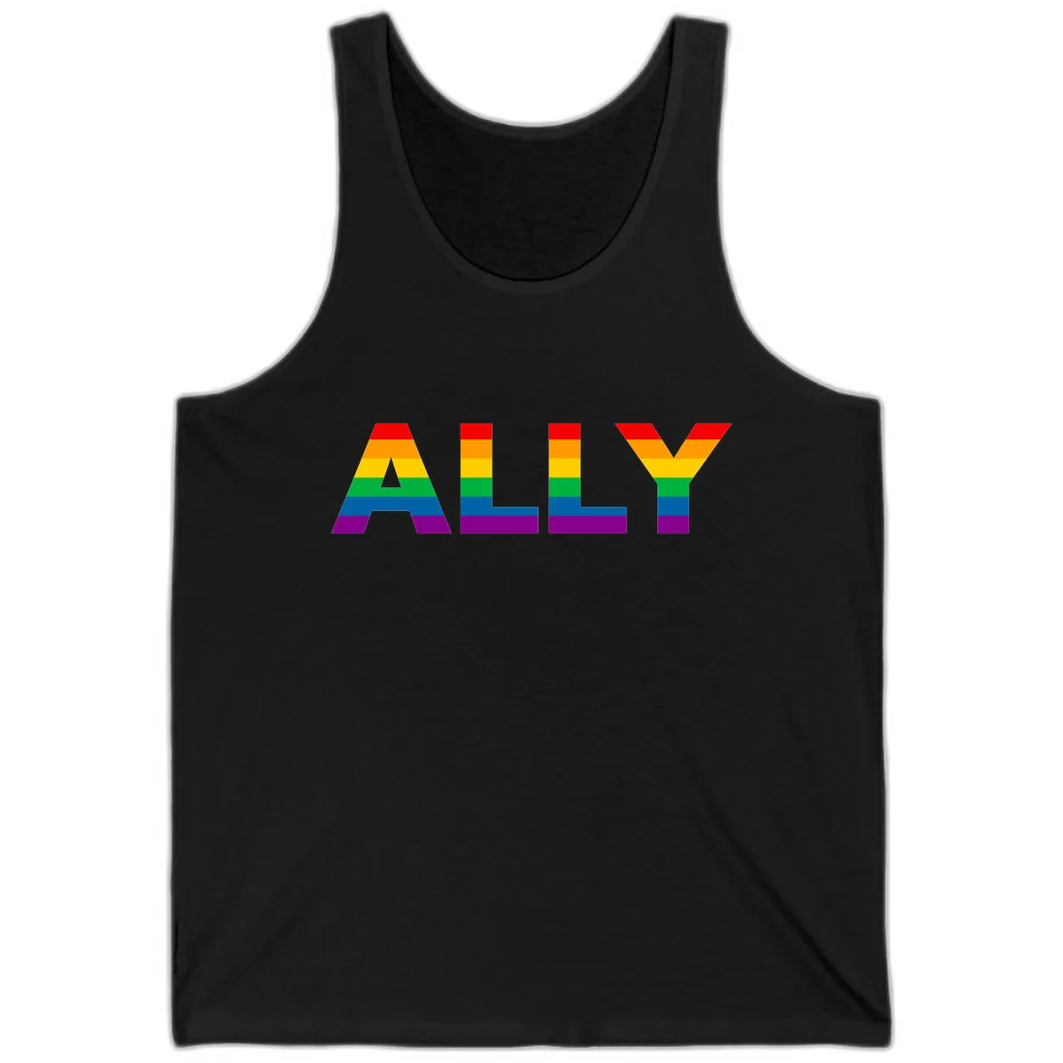 Pride Rainbow Letters ALLY Tank in Black