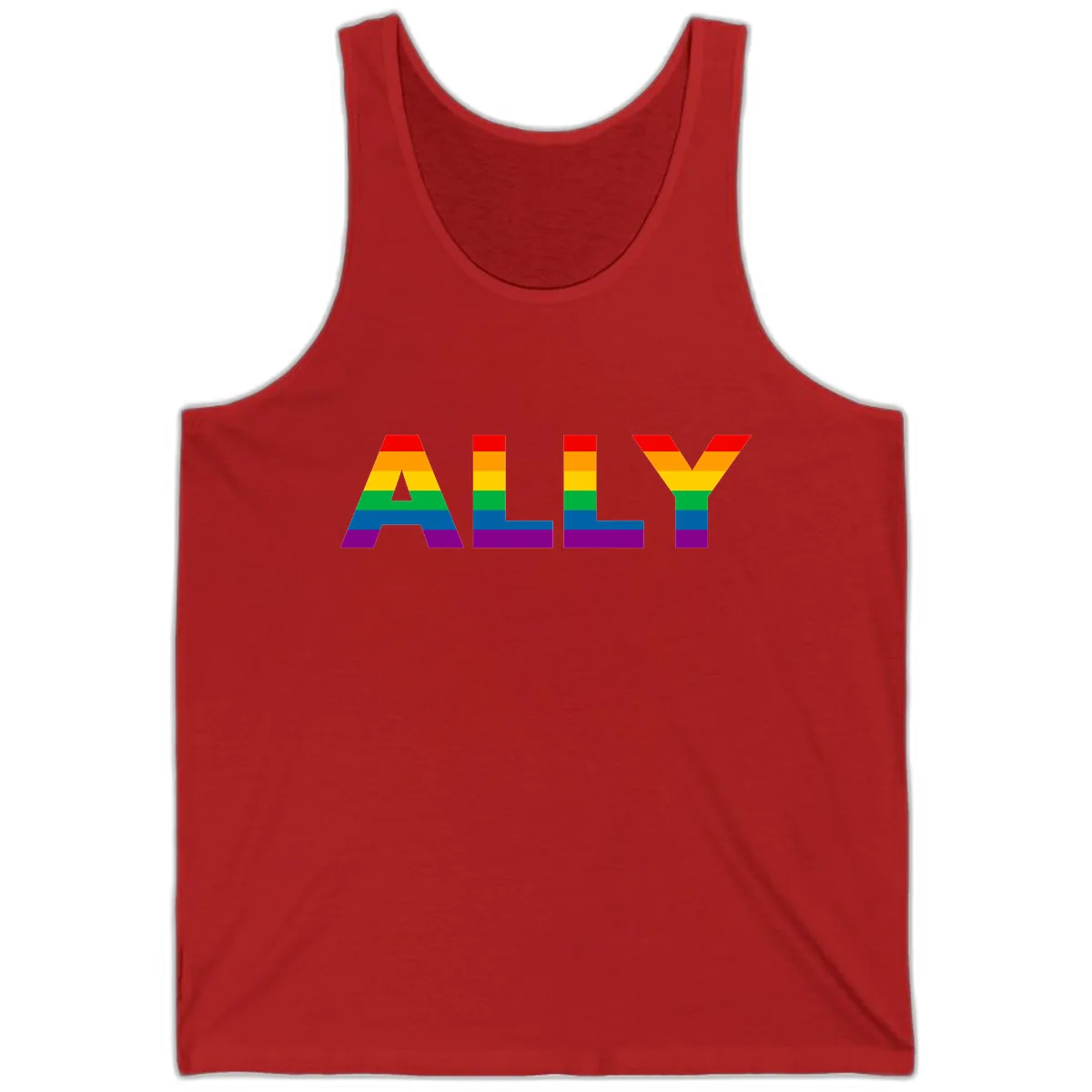 Pride Rainbow Letters ALLY Tank in Red