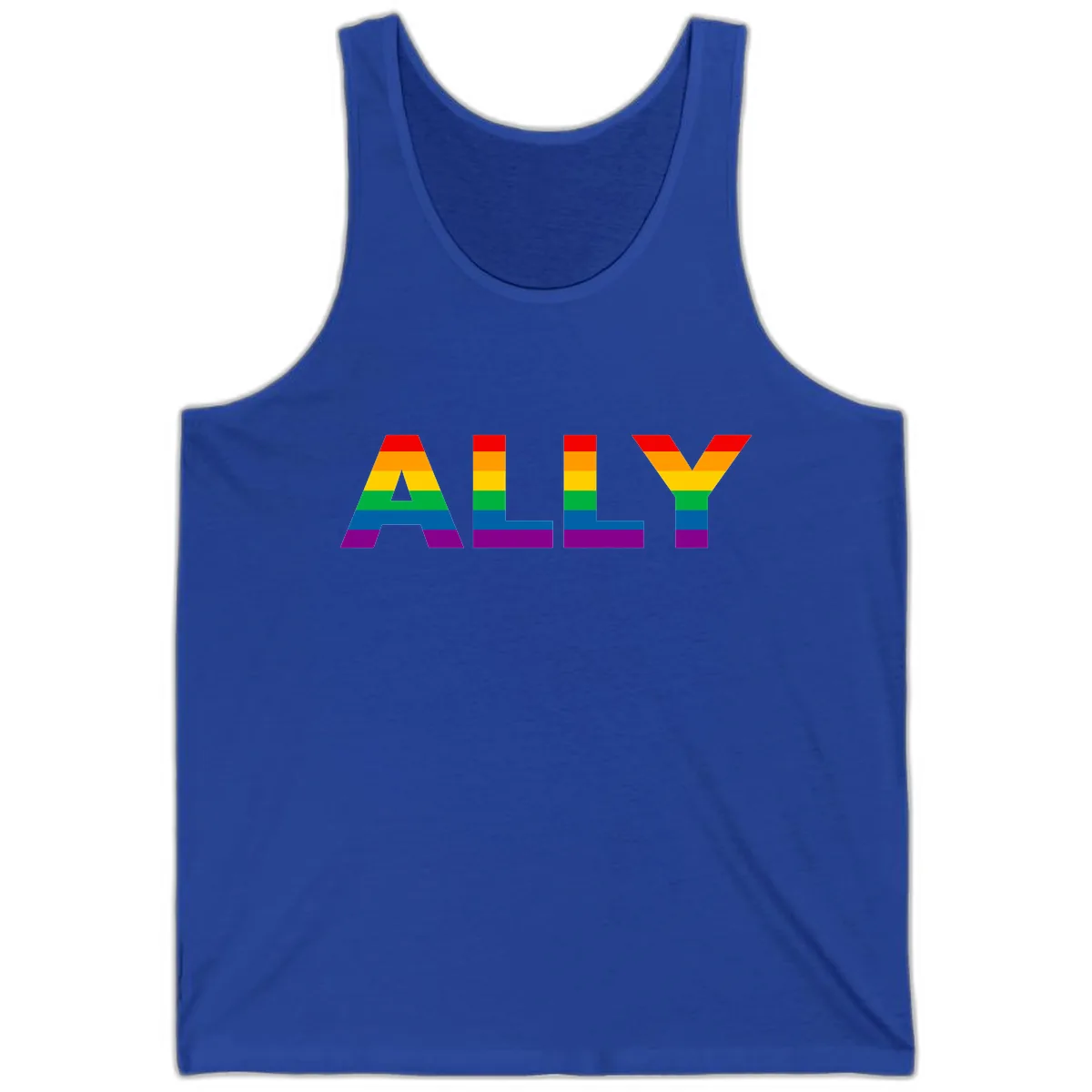 Pride Rainbow Letters ALLY Tank in True Royal