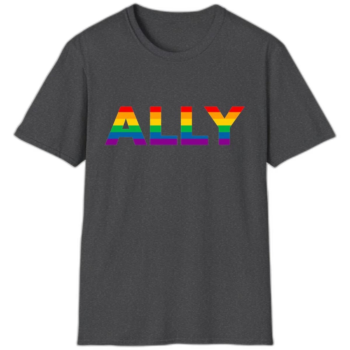 Pride Rainbow Letters ALLY T-Shirt in Dark Heather