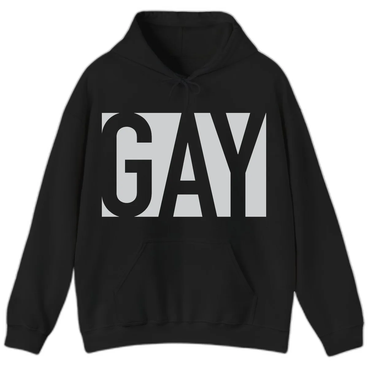 Gay Pride Bold Typography Design Hoodie in Black