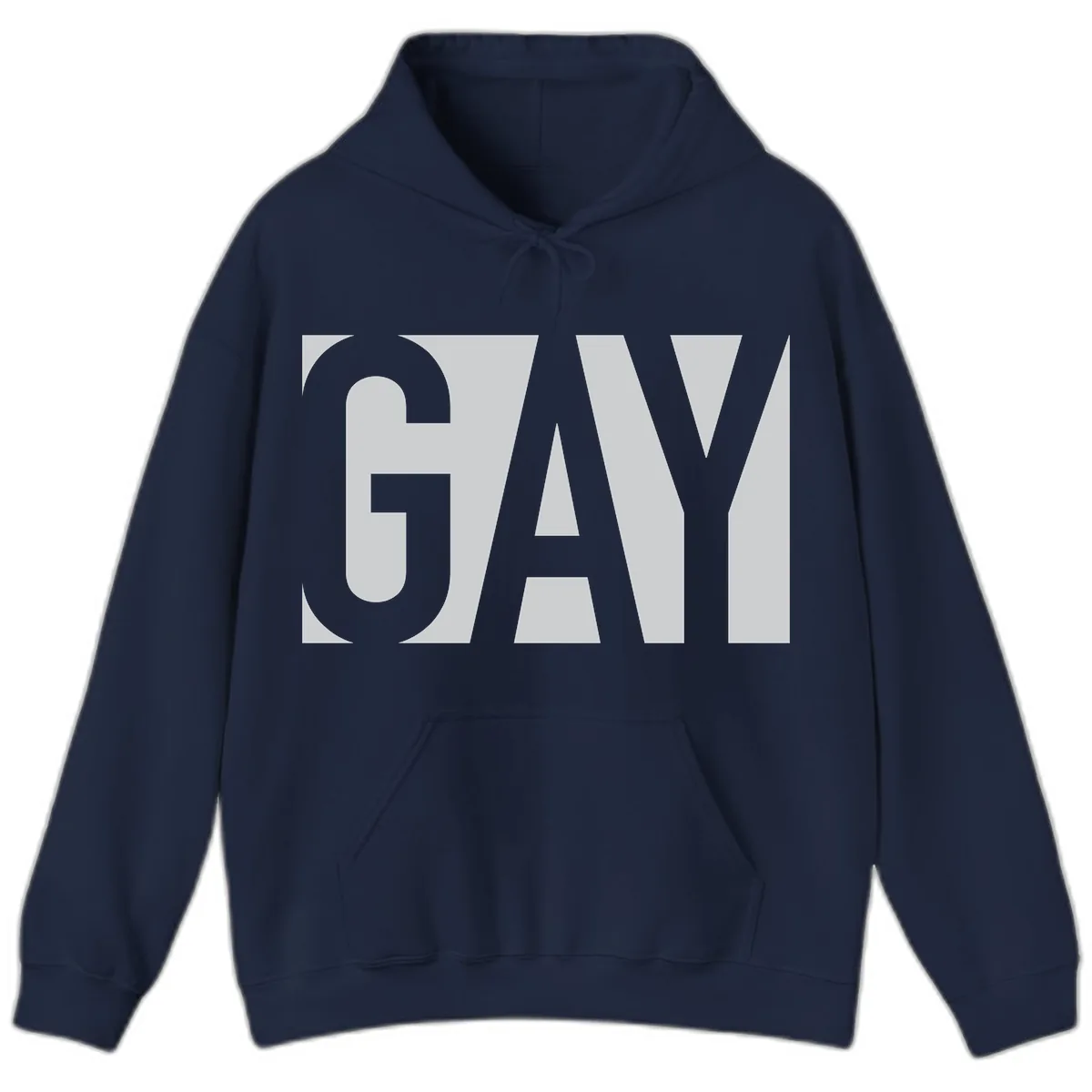 Gay Pride Bold Typography Design Hoodie in Navy
