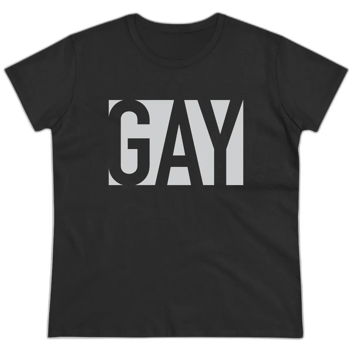 Gay Pride Bold Typography Design Ladies Tee in Black