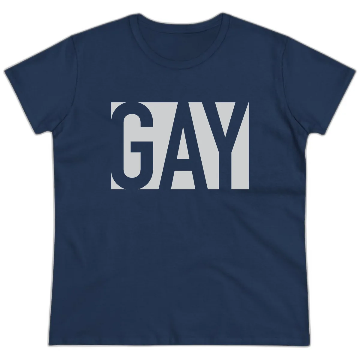 Gay Pride Bold Typography Design Ladies Tee in Navy