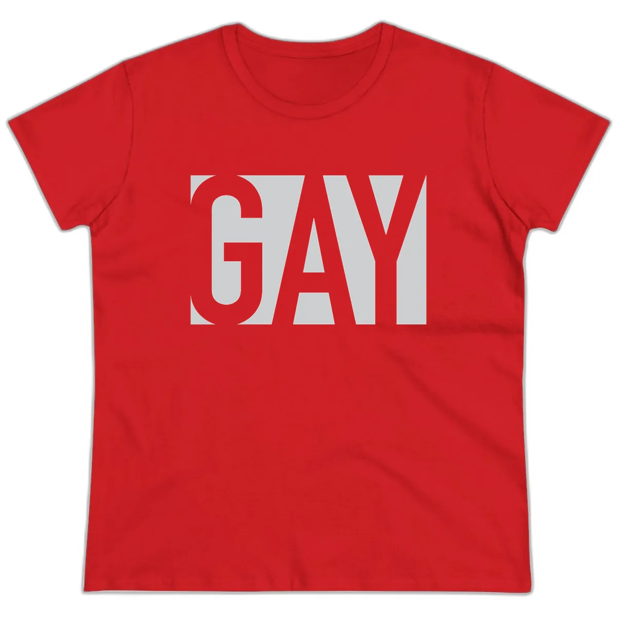 Gay Pride Bold Typography Design Ladies Tee in Red