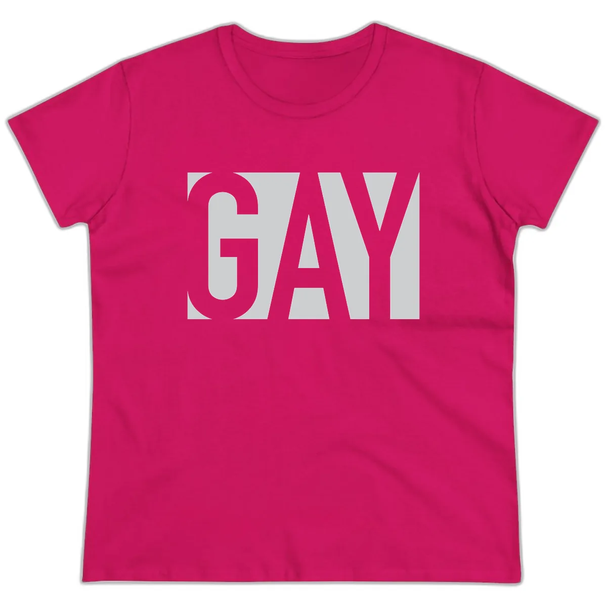 Gay Pride Bold Typography Design Ladies Tee in Heliconia