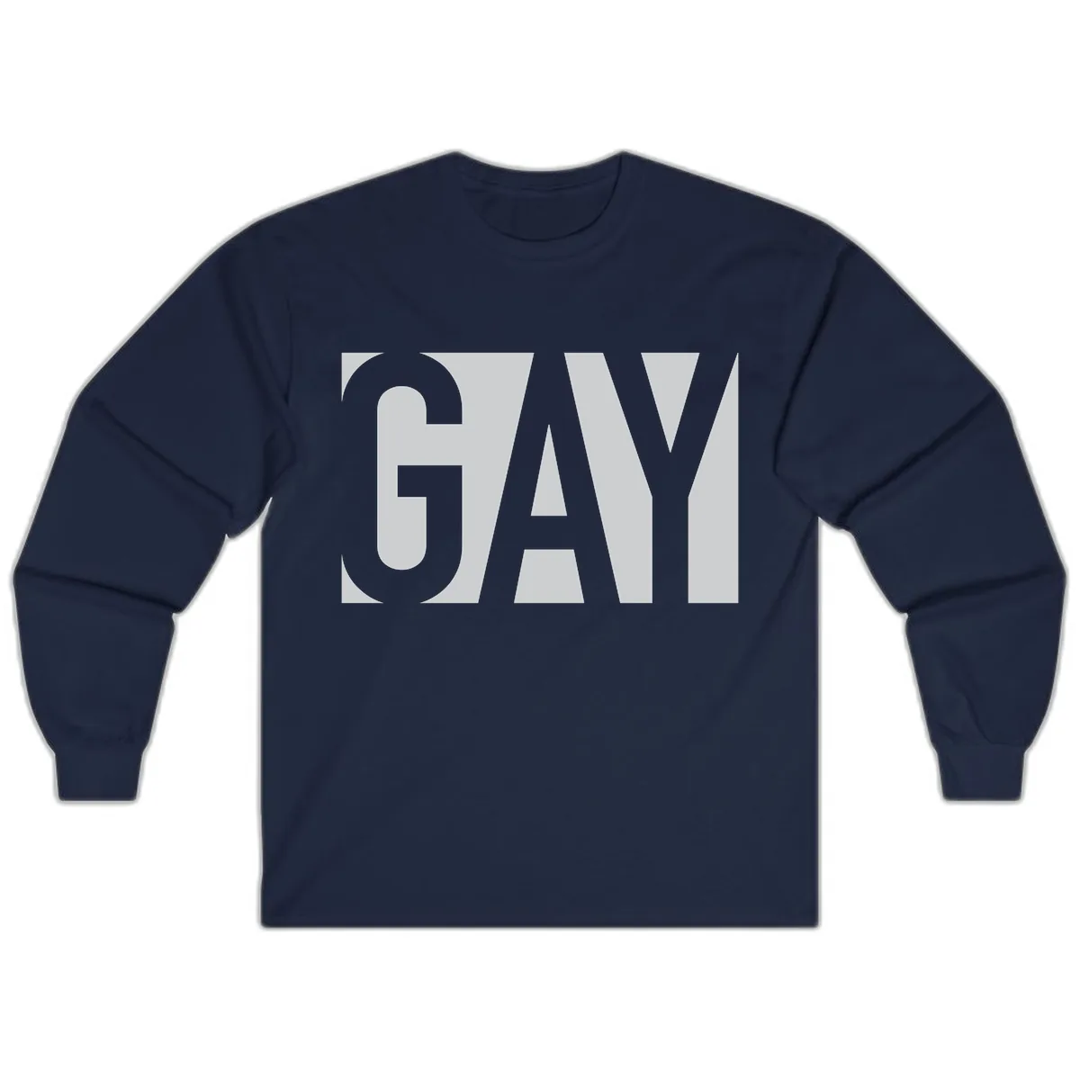 Gay Pride Bold Typography Design Long Sleeve in Navy