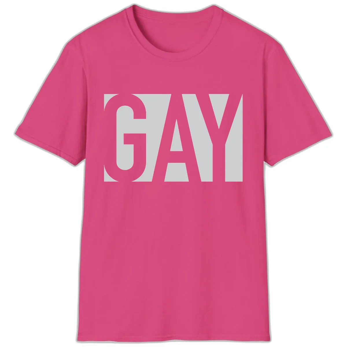 Gay Pride Bold Typography Design T-Shirt in Heliconia