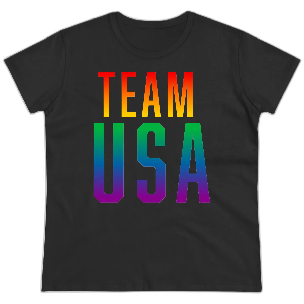 Team USA Rainbow Pride Ladies Tee in Black