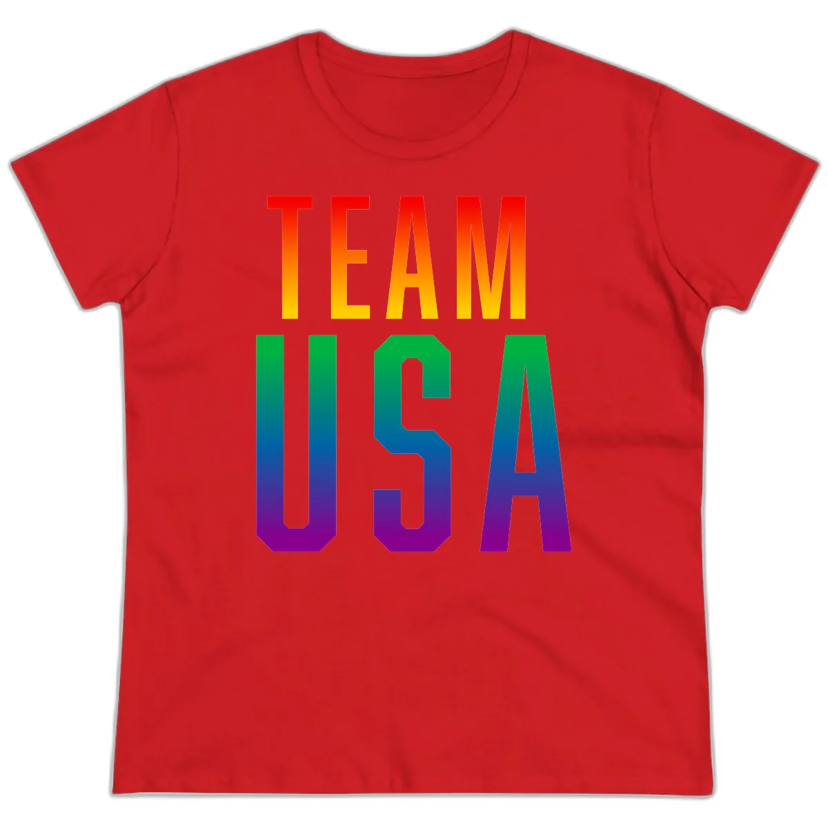 Team USA Rainbow Pride Ladies Tee in Red