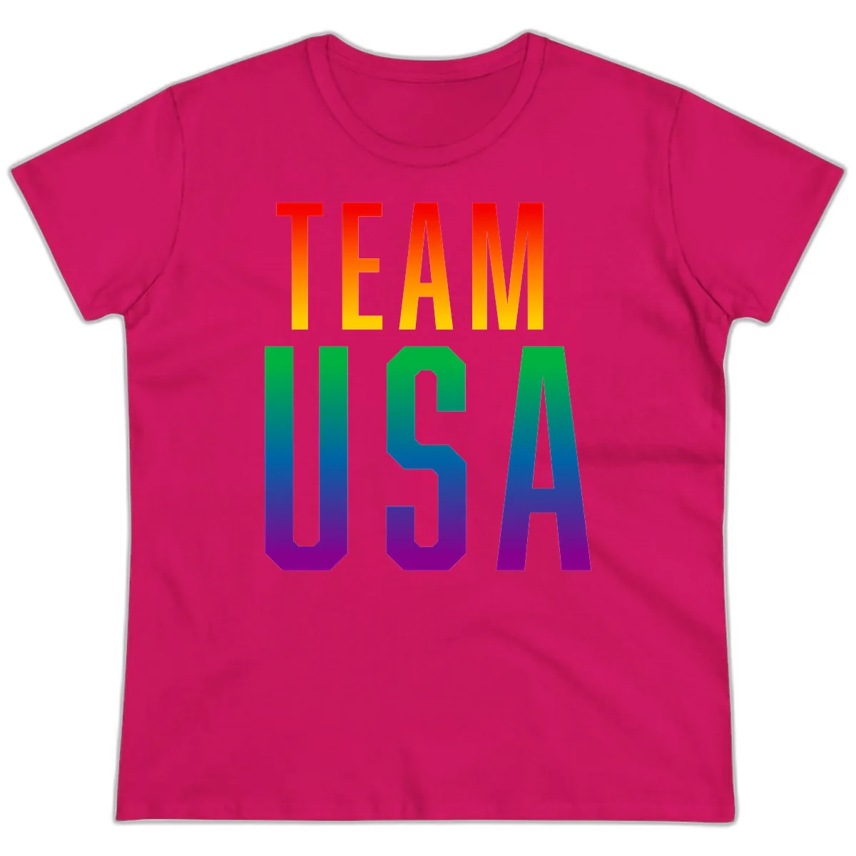 Team USA Rainbow Pride Ladies Tee in Heliconia