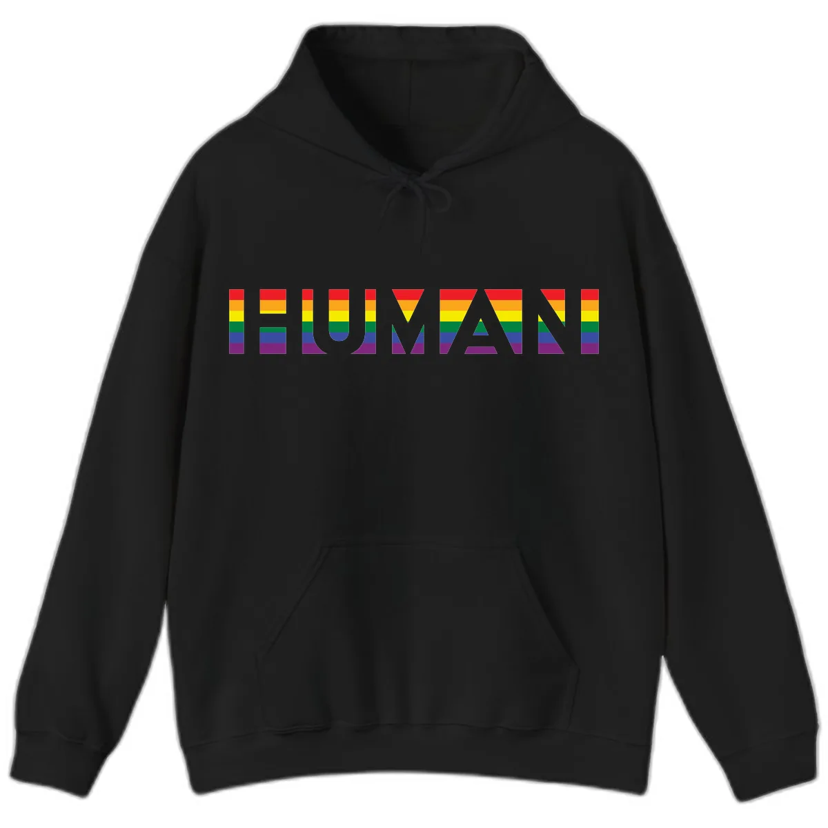 Rainbow Pride Letters Hoodie in Black