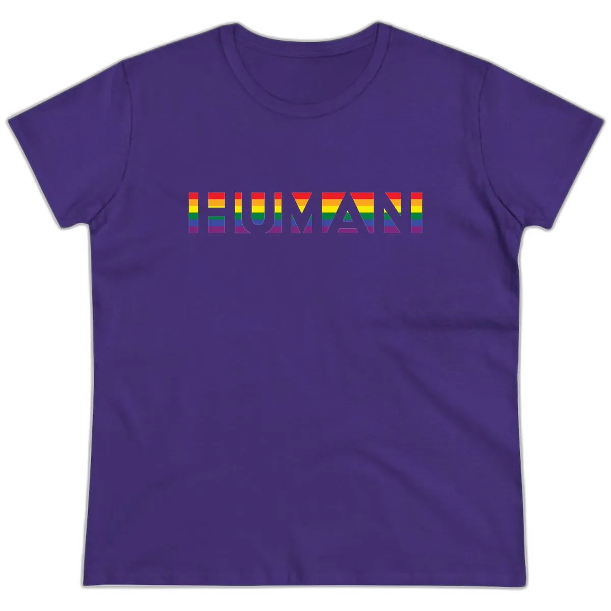 Rainbow Pride Letters Ladies Tee in Purple