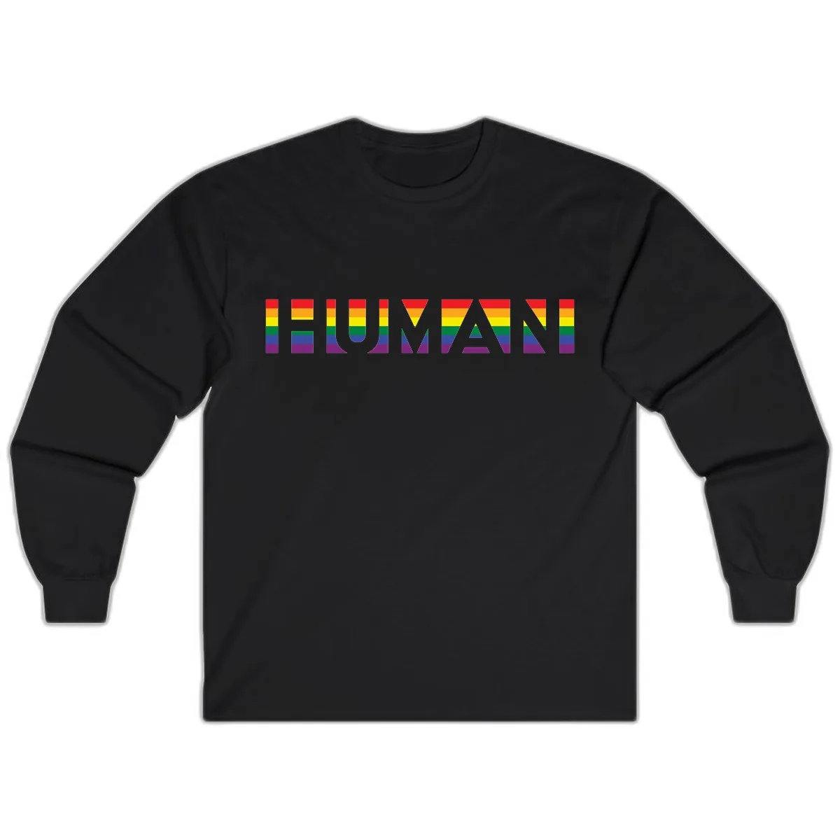 Rainbow Pride Letters Long Sleeve in Black