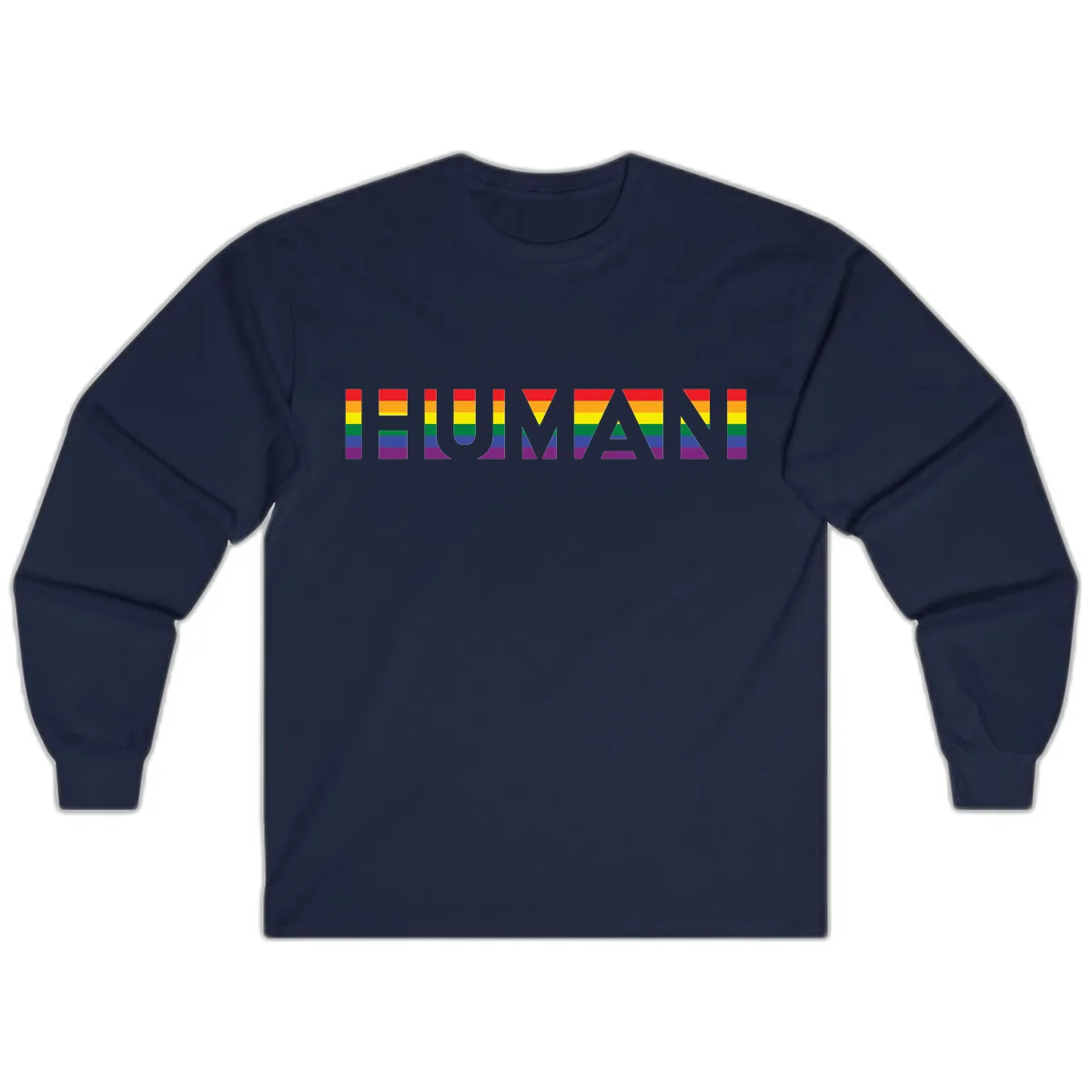 Rainbow Pride Letters Long Sleeve in Navy