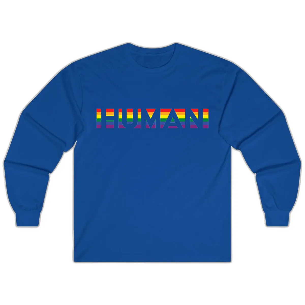Rainbow Pride Letters Long Sleeve in Royal