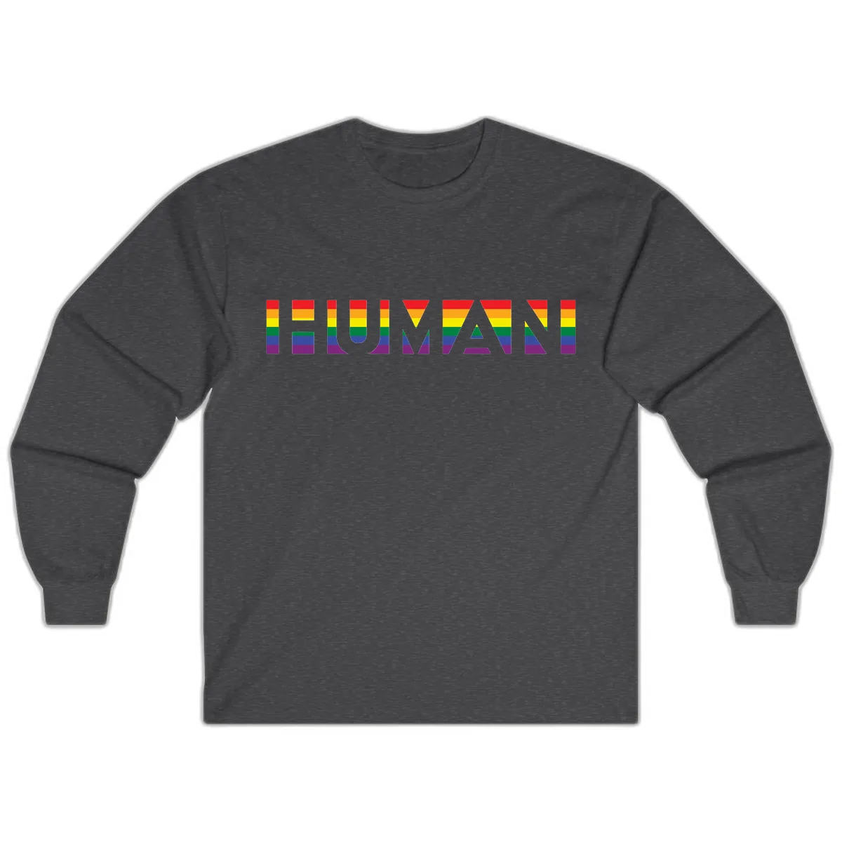 Rainbow Pride Letters Long Sleeve in Dark Heather