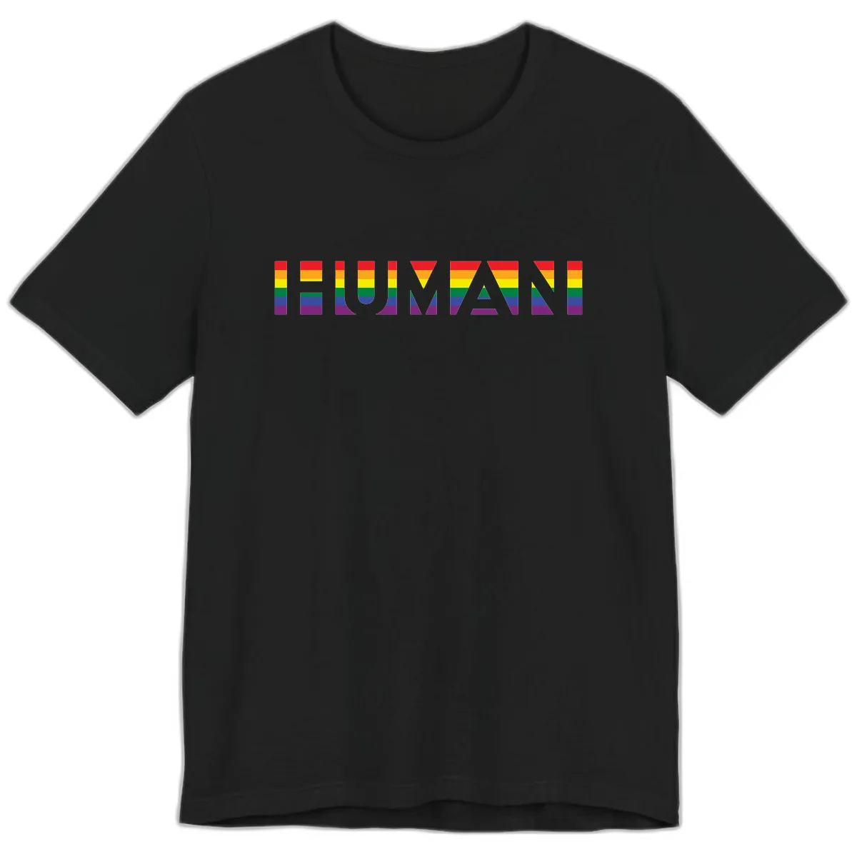 Rainbow Pride Letters Premium T-Shirt in Black
