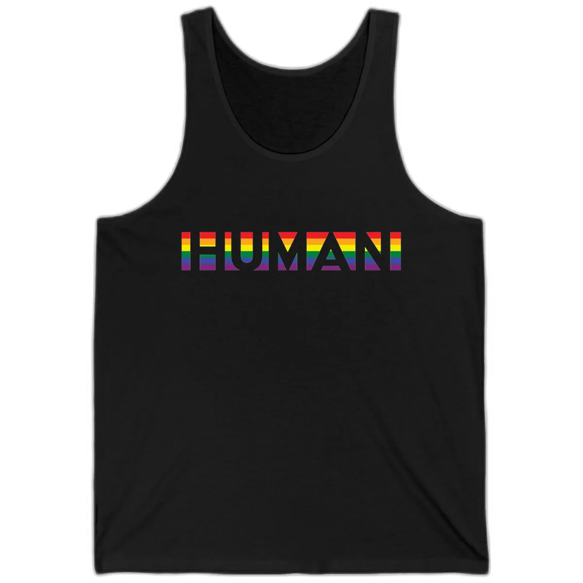 Rainbow Pride Letters Tank in Black