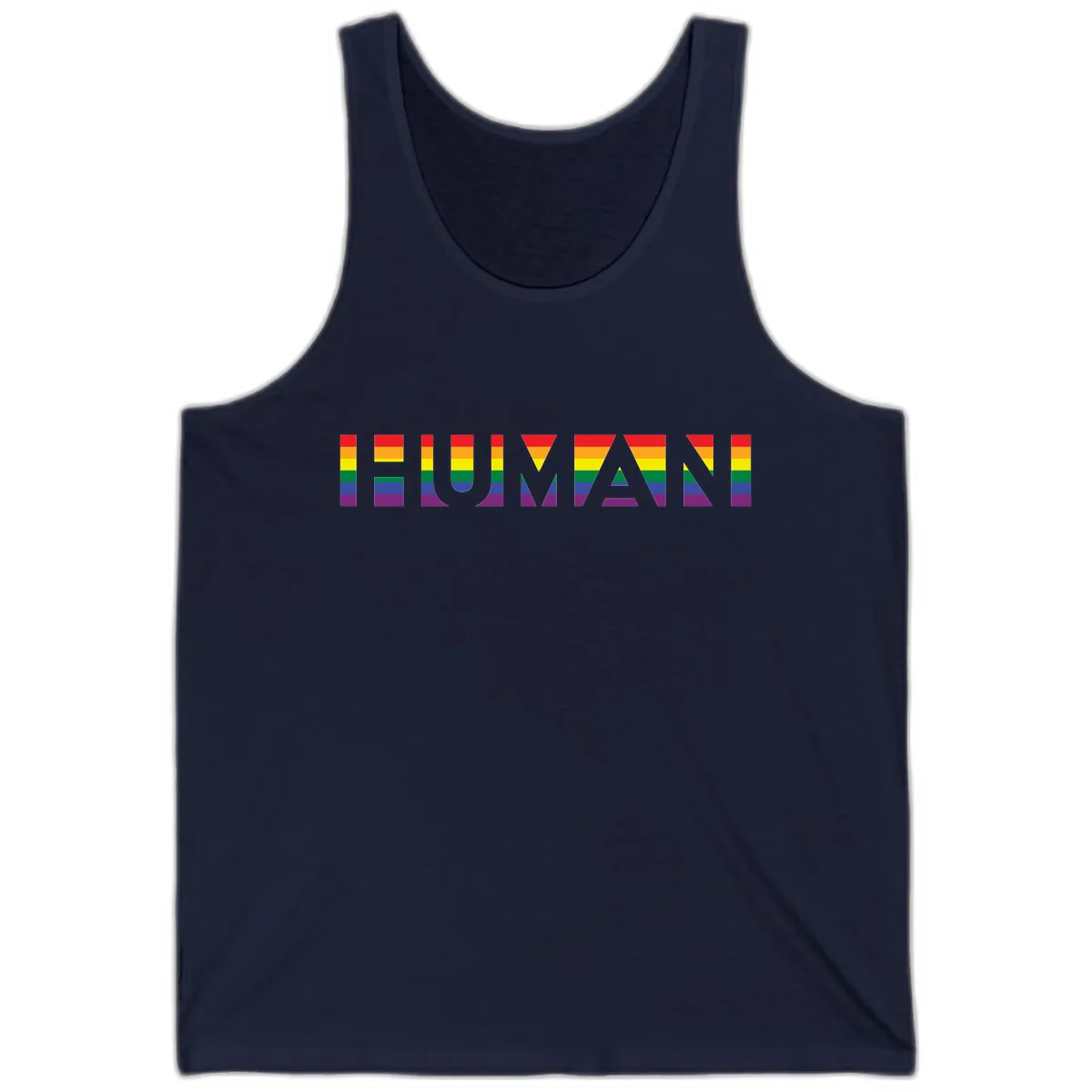Rainbow Pride Letters Tank in Navy