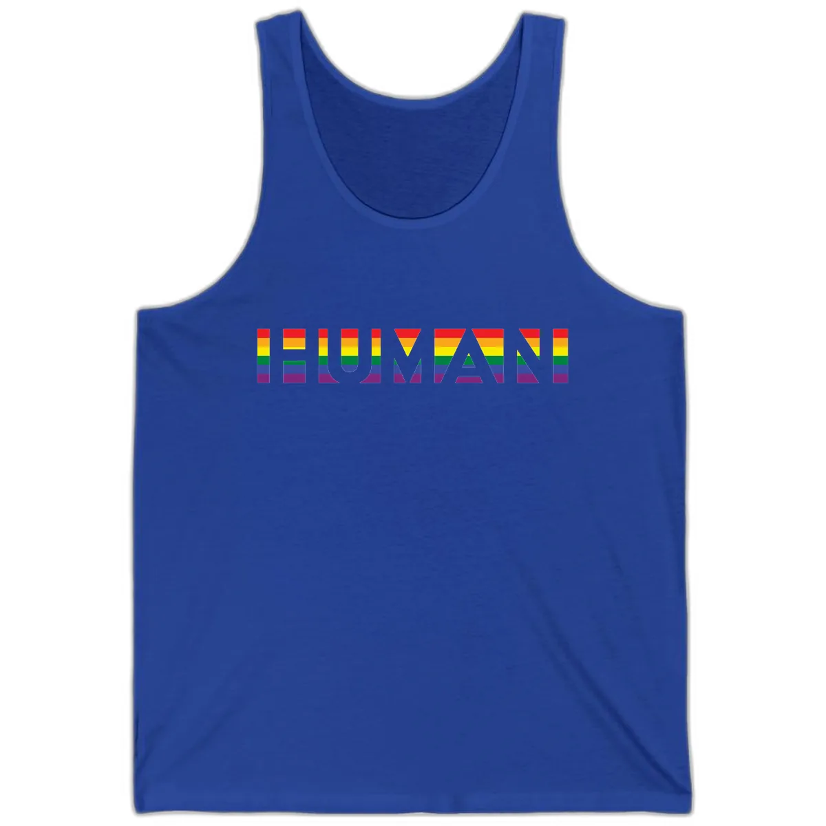 Rainbow Pride Letters Tank in True Royal