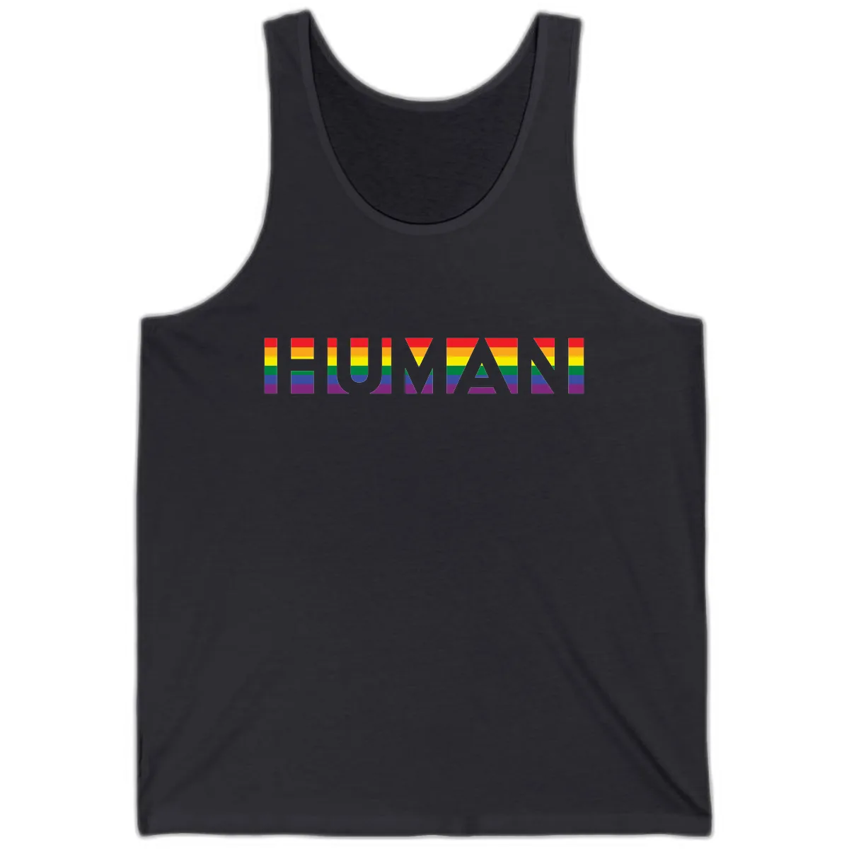 Rainbow Pride Letters Tank in Dark Grey