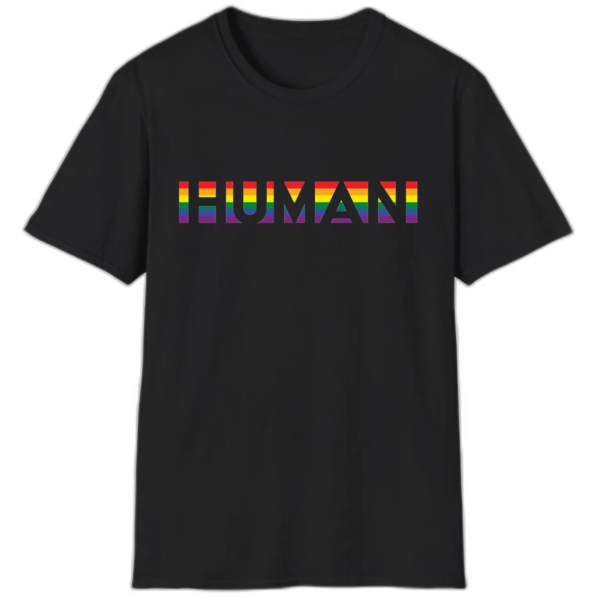 Rainbow Pride Letters T-Shirt in Black