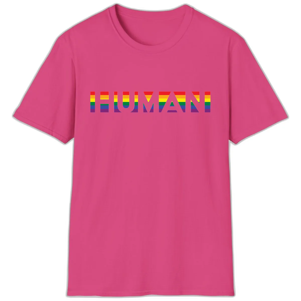 Rainbow Pride Letters T-Shirt in Heliconia
