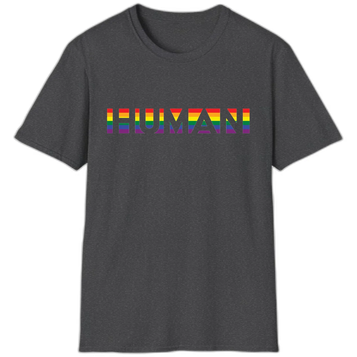 Rainbow Pride Letters T-Shirt in Dark Heather