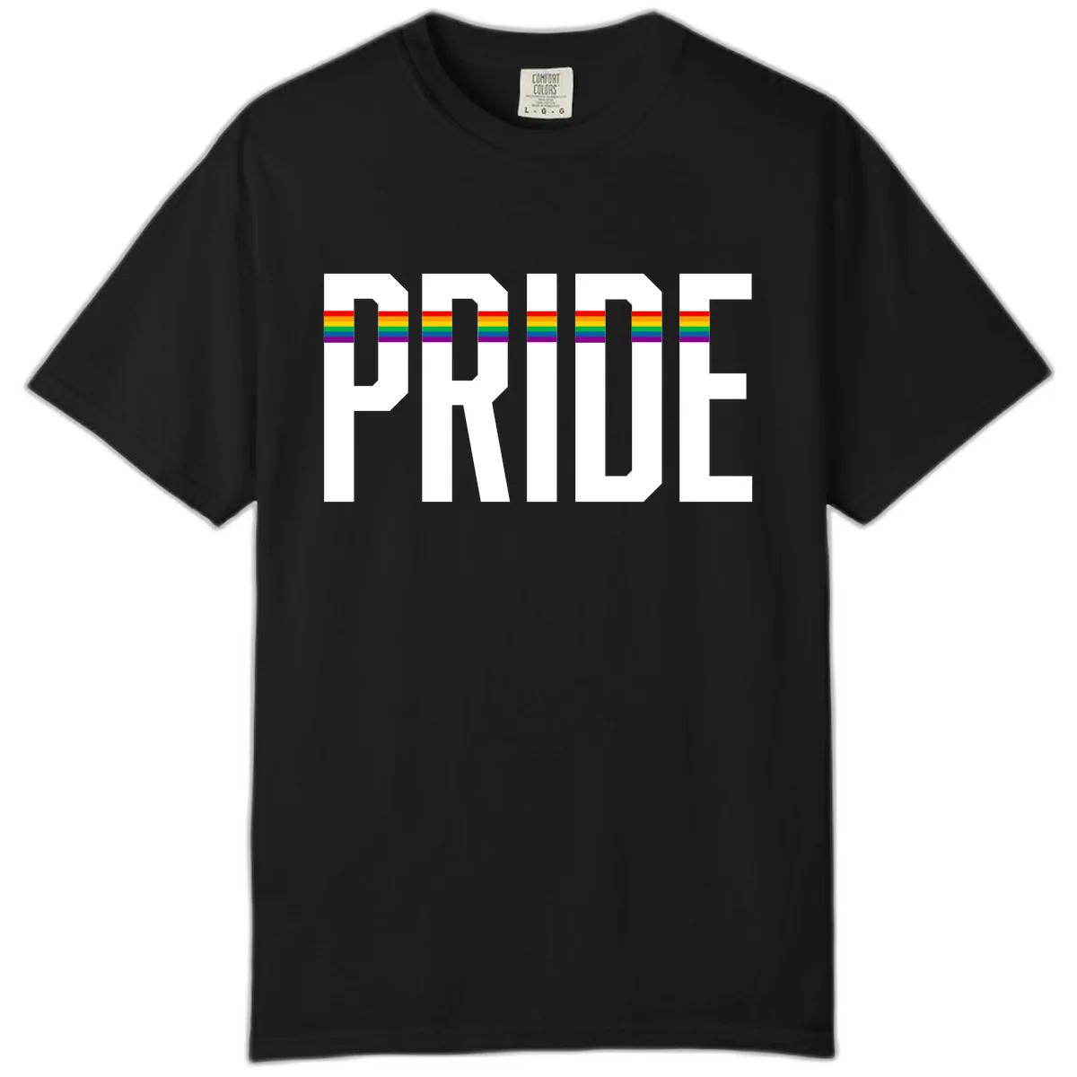 Pride Rainbow Stripes Comfort Color in Black
