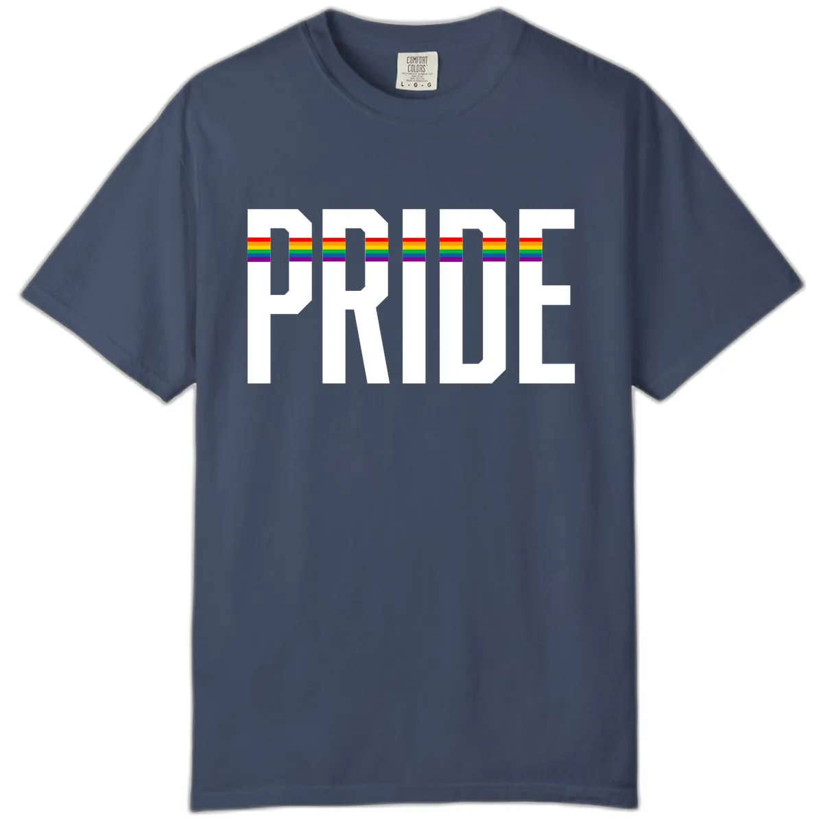 Pride Rainbow Stripes Comfort Color in Midnight