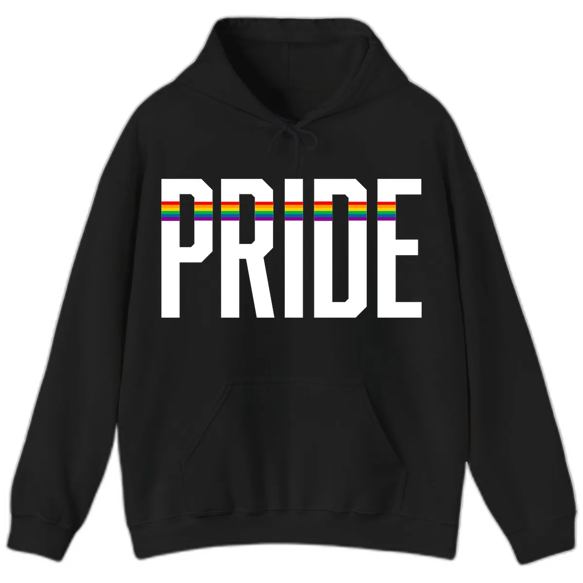Pride Rainbow Stripes Hoodie in Black