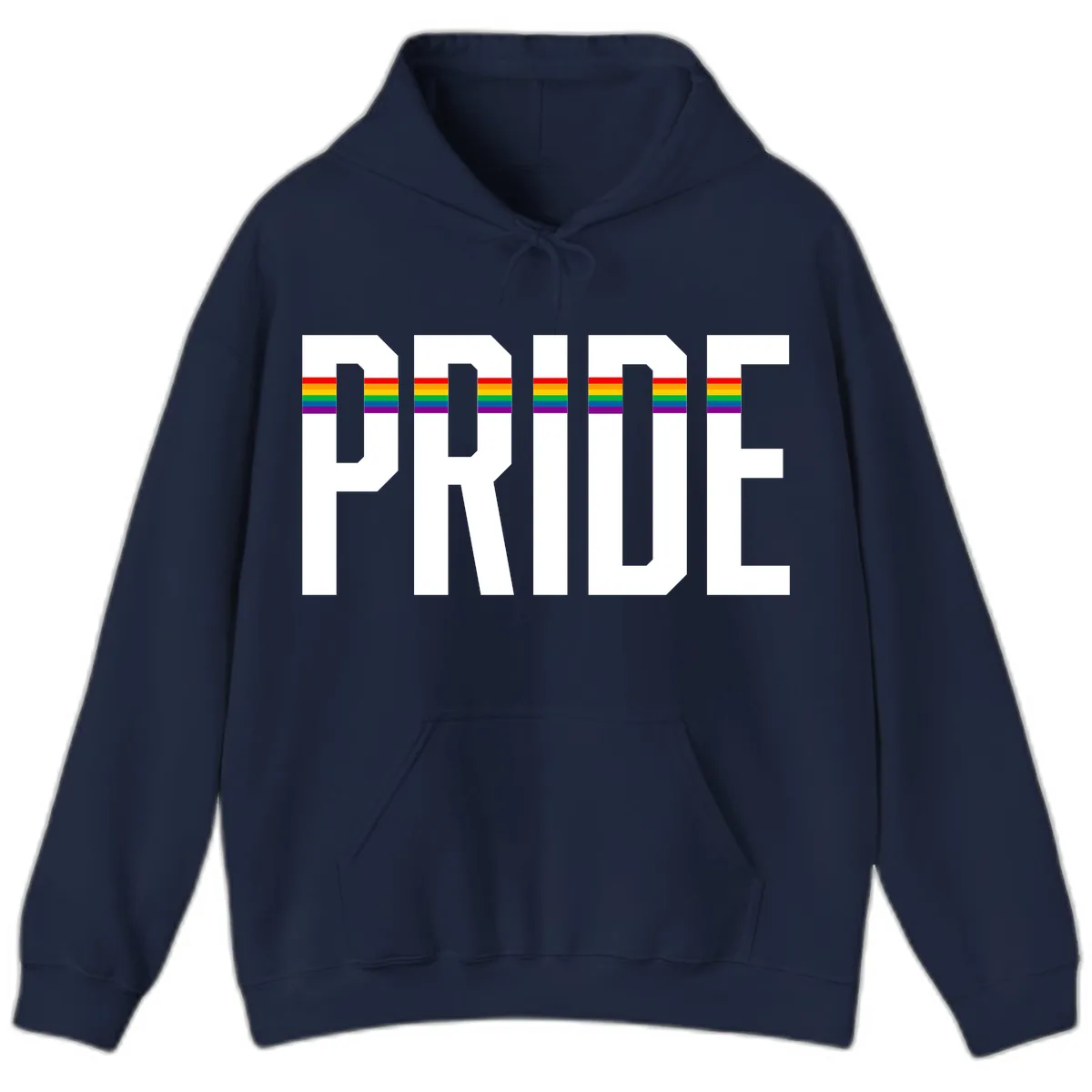 Pride Rainbow Stripes Hoodie in Navy