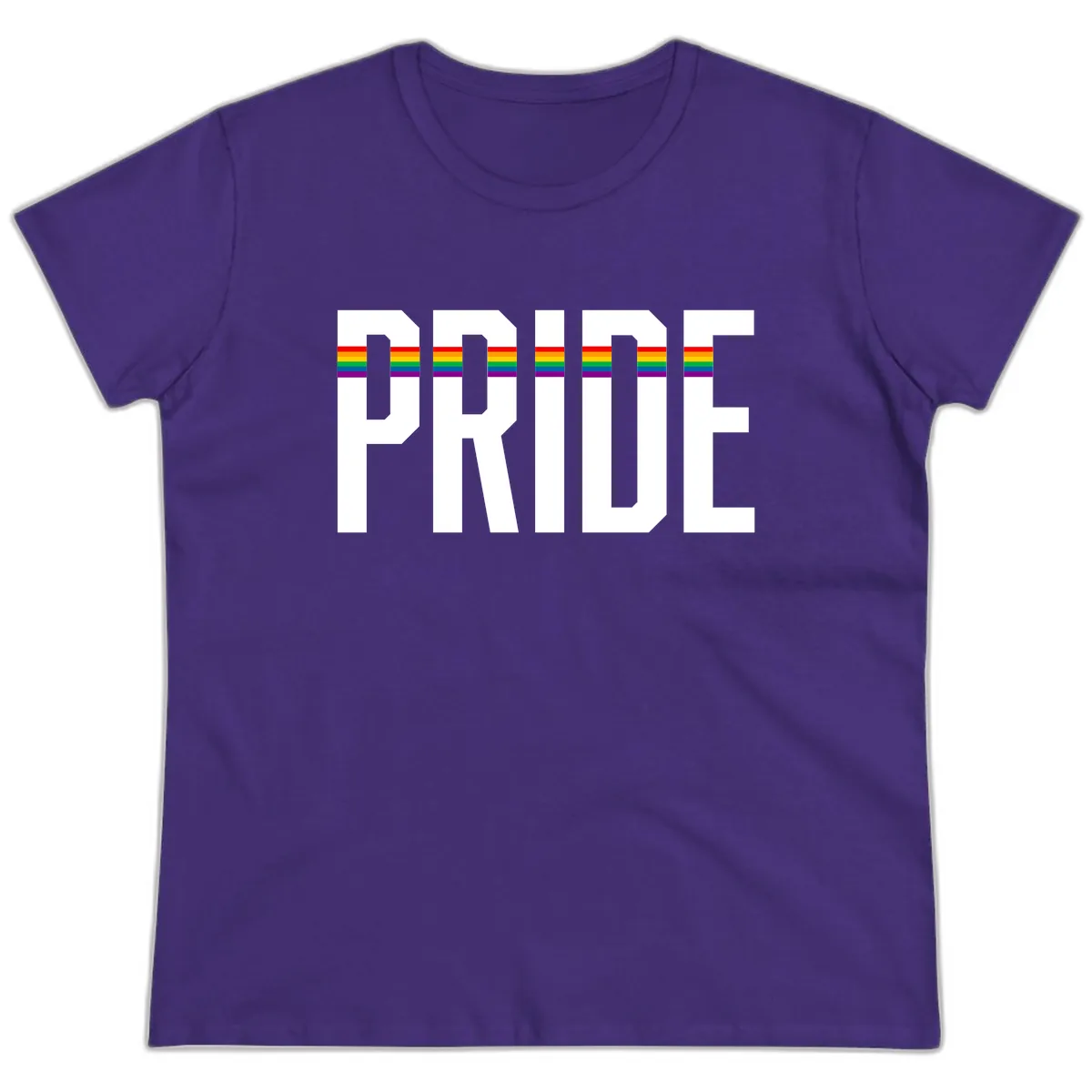 Pride Rainbow Stripes Ladies Tee in Purple