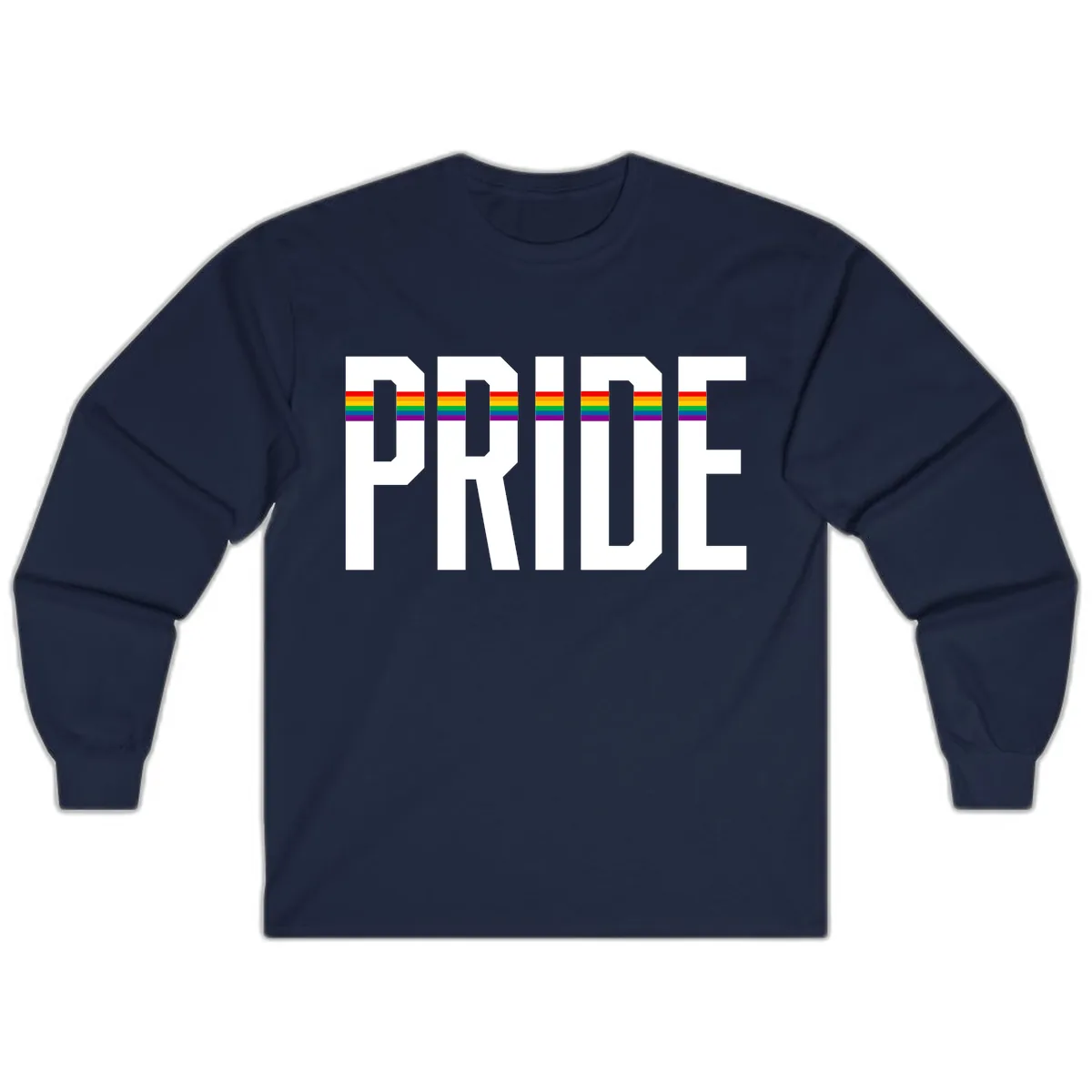 Pride Rainbow Stripes Long Sleeve in Navy