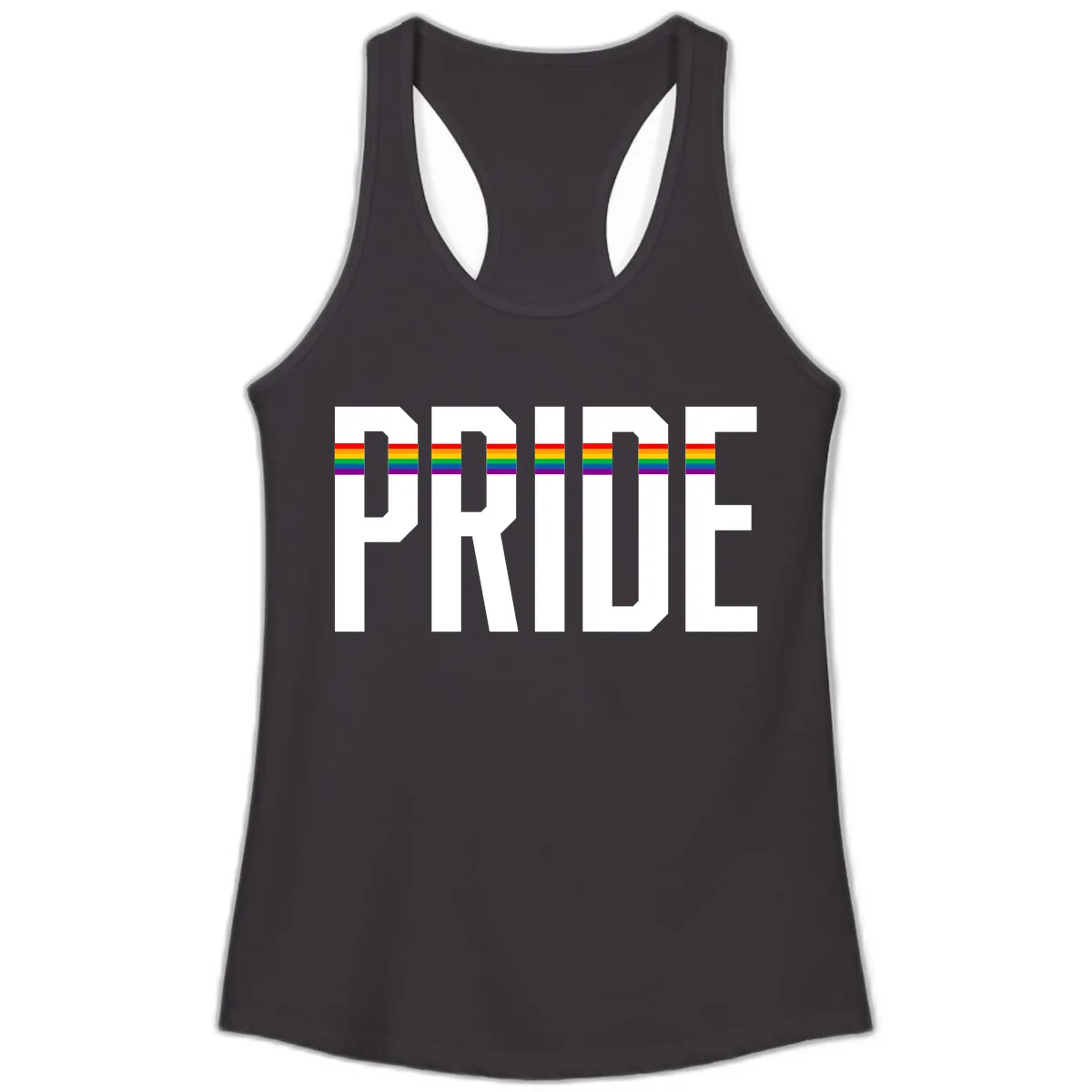 Pride Rainbow Stripes Ladies Tank in Black