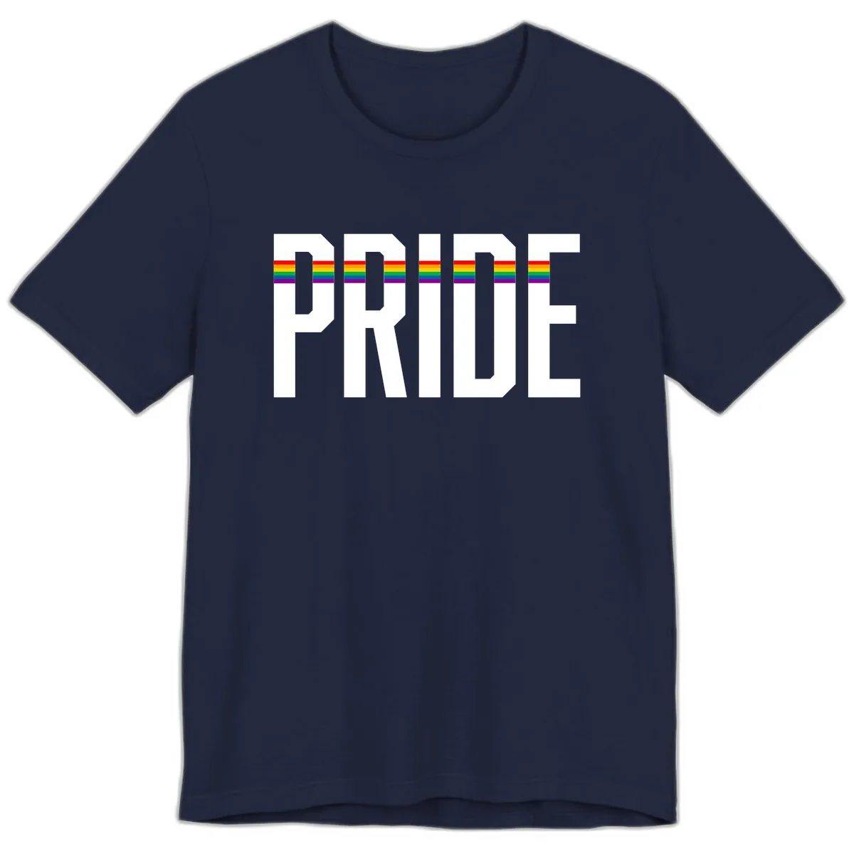 Pride Rainbow Stripes Premium T-Shirt in Navy