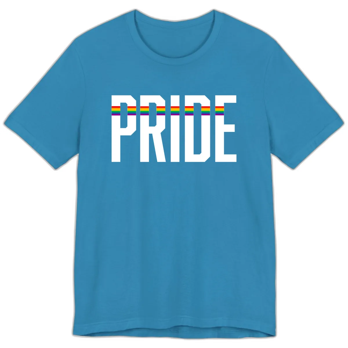 Pride Rainbow Stripes Premium T-Shirt in Aqua