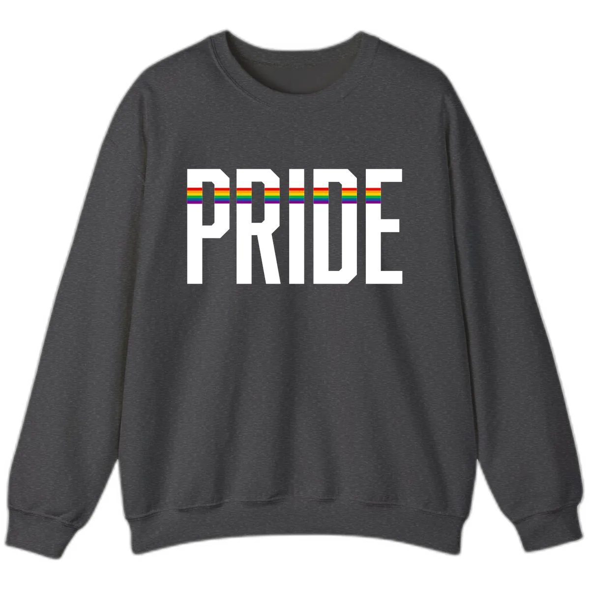 Pride Rainbow Stripes Sweatshirt in Dark Heather